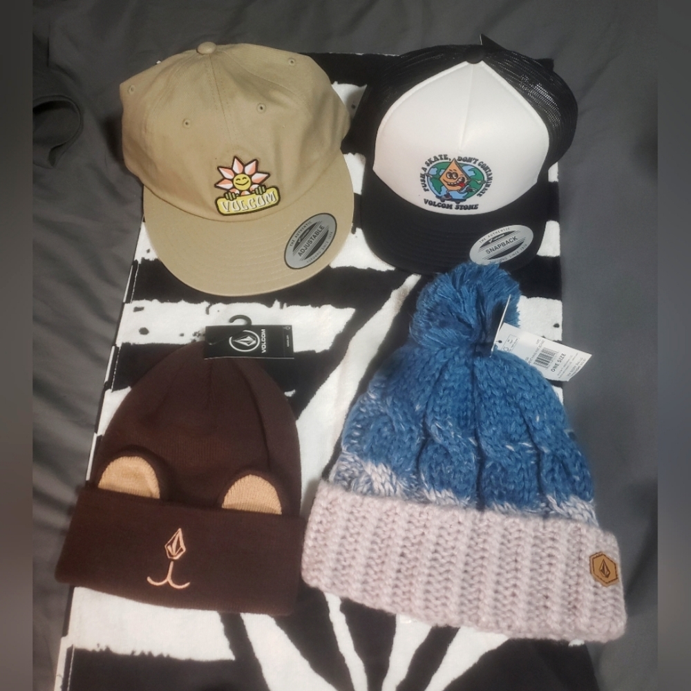 Volcom Stone Hats and Beanies, brand new with tags O.S. and adjustable, lot